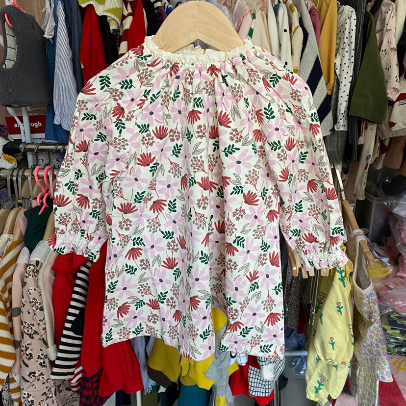 韩国小云朵小雨伞童装2020秋季新款女宝宝纯棉长袖粉碎花连衣裙