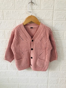 原D韩国童装小雨伞宝宝纯棉毛衣外套针织开衫