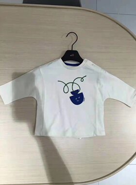 韩国小云朵童装女童男童春秋纯棉毛圈可爱长袖圆领上衣T恤