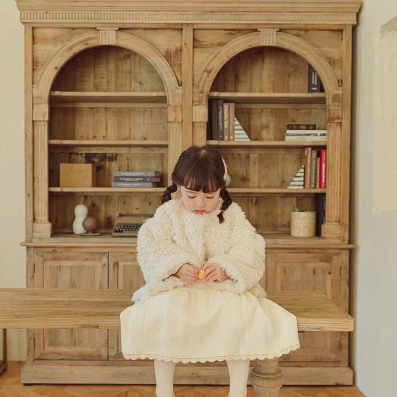 韩国童装冬款女童仿皮草圆领开衫宝宝冬季夹棉羊羔毛毛外套不偏小