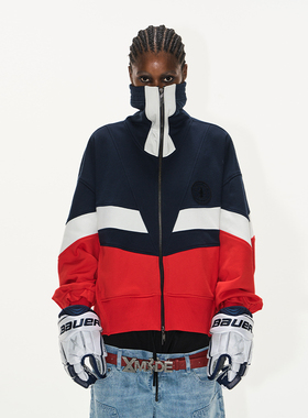 EXITMODE BY BLINDNOPLAN 25SS 拼色抽皱高领春季宽松卫衣外套