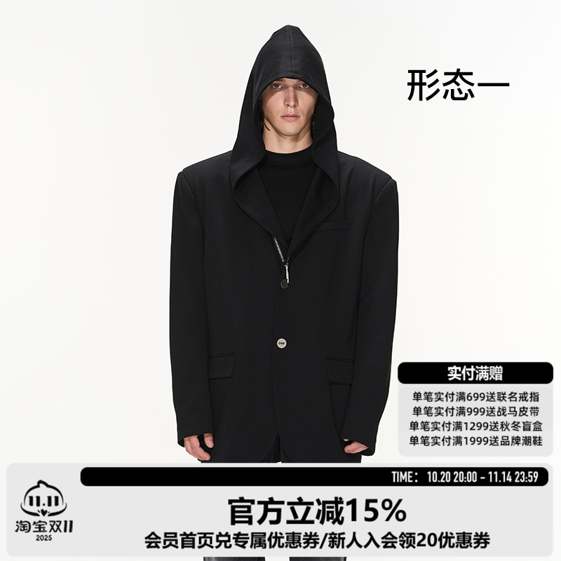 BLINDNOPLAN可拆卸连帽西装外套