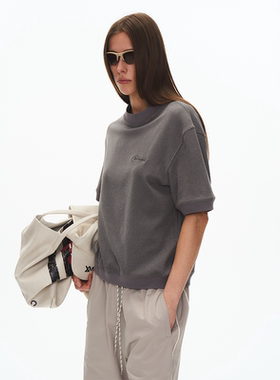 EXITMODE 26SS 宽松舒适3D纯色立体绒休闲圆领短袖T恤男女同款