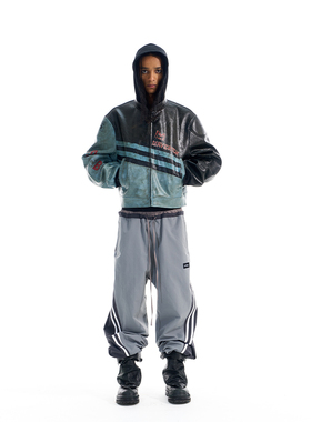 EXITMODE BY BLINDNOPLAN 25AW 重工做旧抹脏运动机车皮衣夹克