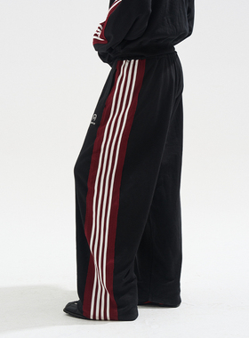 EXITMODE BY BLINDNOPLAN 25AW毛边贴条撞色卫裤黑色拼接宽松长裤