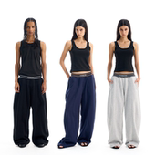 阔腿休闲裤 BLINDNOPLAN 撞色罗纹弯刀运动裤 25AW EXITMODE