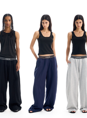 EXITMODE BY BLINDNOPLAN 25AW  撞色罗纹弯刀运动裤阔腿休闲裤