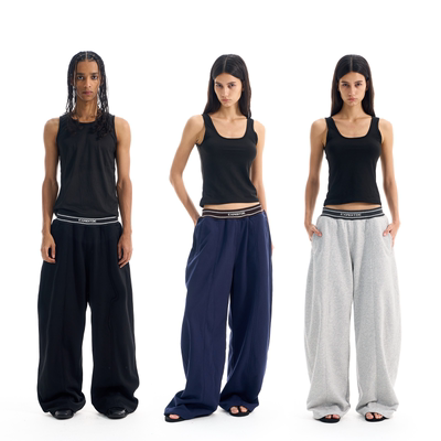 EXITMODE BY BLINDNOPLAN 25AW  撞色罗纹弯刀运动裤阔腿休闲裤