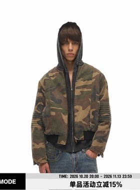 EXITMODE水洗做旧迷彩夹克棉服