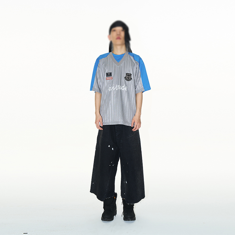 【明星同款】 BLINDNOPLAN 25SS撞色双领刺绣运动短袖T恤上衣男