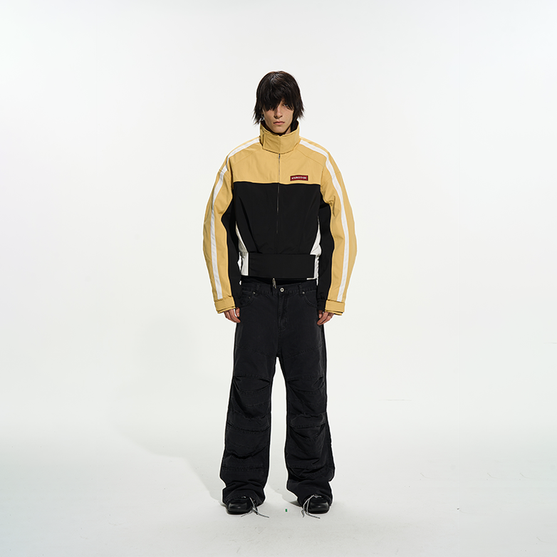 EXITMODE BY BLINDNOPLAN 25AW 撞色运动拼接廓形短款棉服外套