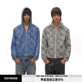 EXITMODE 26FW CLIN SERIES豹纹亮片连帽卫衣宽松休闲外套男女款