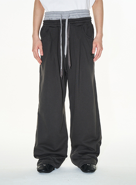 EXITMODE BY BLINDNOPLAN 25SS双腰捏褶卫裤休闲高腰松紧运动长裤