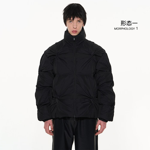 BLINDNOPLAN自然拉扯镂空棉服