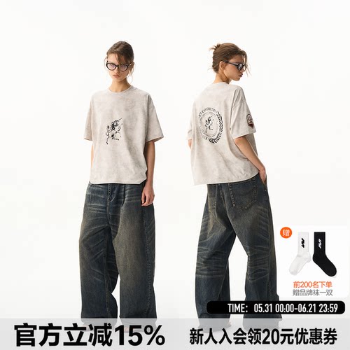 EXITMODE 26SS 蜡印独角兽宽松休闲基础短袖印花T恤