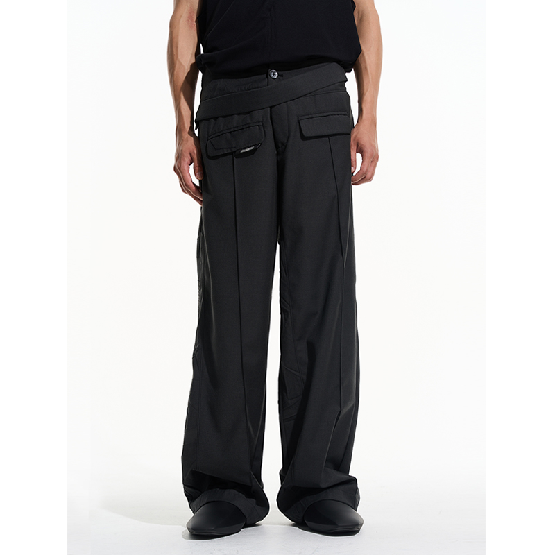 立体线褶皱形态休闲西裤