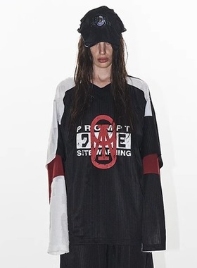 【明星同款】EXITMODE BY BLINDNOPLAN  肌理运动假两件球衣T恤