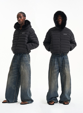 EXITMODE BY BLINDNOPLAN 25AW90白鸭绒廓形排骨可拆卸毛领羽绒服