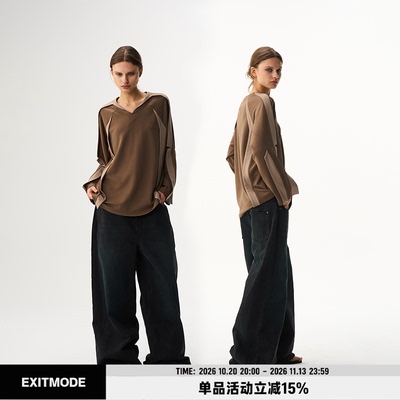 BLINDNOPLAN26SS【basic系列】 V领撞色宽松慵懒风飞褊长袖T恤