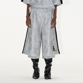 水洗做旧休闲裤 EXITMODE 25SS 做旧球服刺绣短裤 BLINDNOPLAN