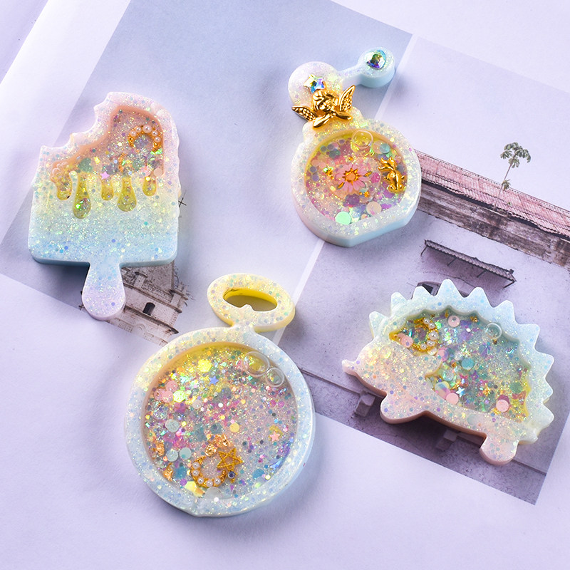 diy水晶滴胶材料扇子手机壳包包钥匙扣饰品流沙吊挂坠模具