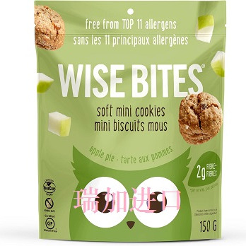 包邮加拿大Wise Bites迷你燕麦软曲奇饼干苹果派150g*2包非转基因