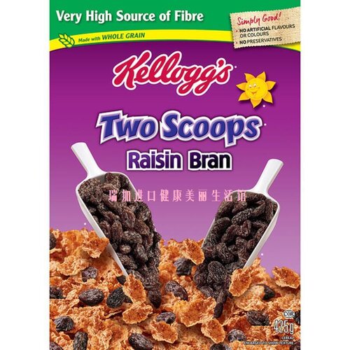 加拿大 Kellogg's 家乐氏 高纤谷物 全麦提子/葡萄干 麦片425克