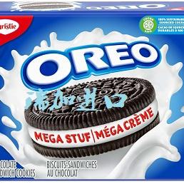 包邮加拿大Christie OREO MEGA奥利奥巨型夹心三明治饼干374g*2包