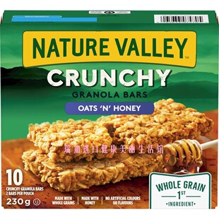 加拿大Nature valley crunch高纤松脆谷物能量棒燕麦蜂蜜230G*2盒