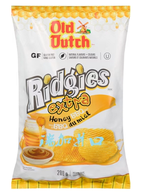 加拿大Old Dutch Ridgies老荷兰超浓蜂蜜BBQ烧烤味波纹薯片200g*3