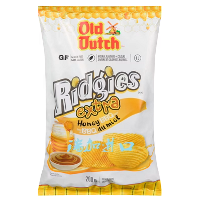 加拿大Old Dutch Ridgies老荷兰超浓蜂蜜BBQ烧烤味波纹薯片200g*3