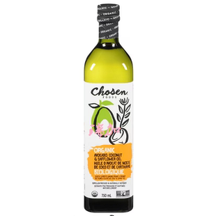 包邮加拿大CHOSEN FOOD高油酸红花油牛油果油椰子油燃点高750ml