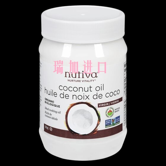 新品包邮！加拿大Nutiva Virgin 初榨有-JI椰子油 444ML 非转基因