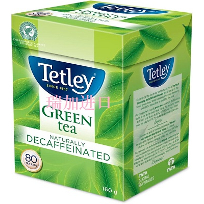 包邮加拿大Lipton立顿Decaffeinated脱因绿茶160克80茶包多种包装