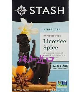 包邮！加拿大 Stash Tea Licorice spaice 甘草茶36克*2无咖啡因