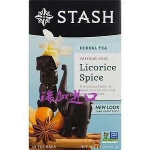 包邮！加拿大 Stash Tea Licorice spaice 甘草茶36克*2无咖啡因