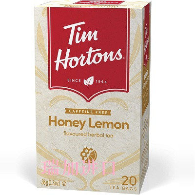 包邮加拿大Tim Hortons舒缓蜂蜜柠檬无咖啡因花草茶36克*2盒多种