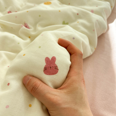 唐朝一只鱼双层纱开心兔全棉床单