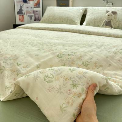 唐朝一只鱼双层纱樱草花四件套