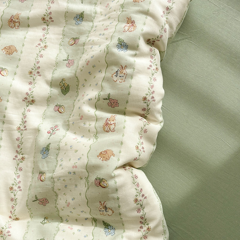 唐朝一只鱼双层纱森林小兔被套