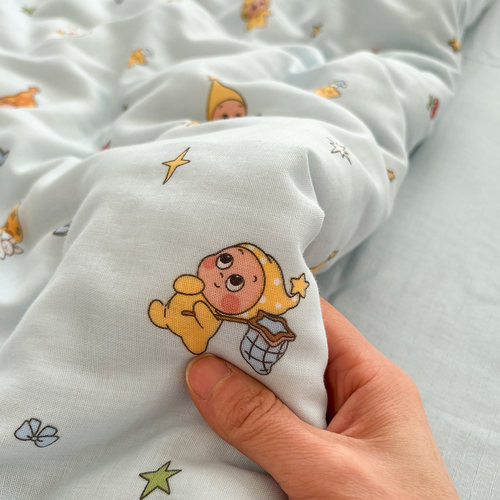 双层纱晚安小星星蓝床单