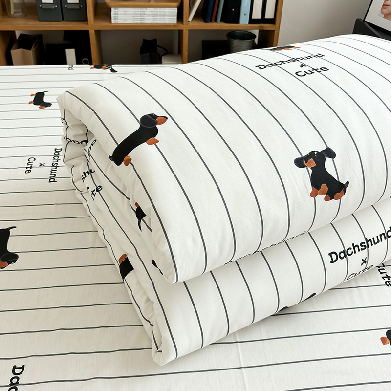 唐朝一只鱼全棉腊肠狗单双人被套