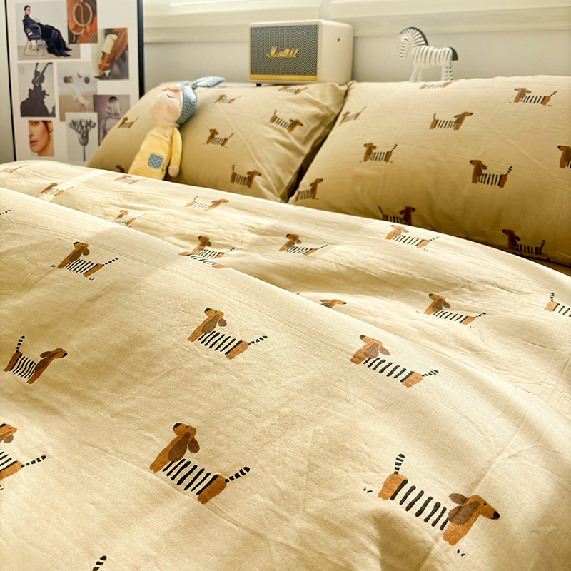 a类双层纱修修狗床上用品四件套学生宿舍床单三件套100全棉双层纱,床上用品,床品套件/四件套/多件套,淘宝优惠券,粉丝福利购,淘宝优惠卷