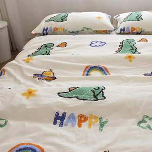小恐龙床单卡通日系纯棉小怪兽被套枕套全棉被罩床笠可配三四件套