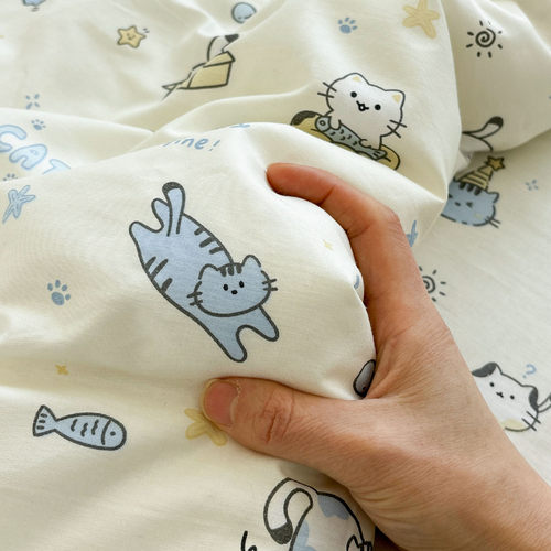 唐朝一只鱼猫猫鱼纯棉床单