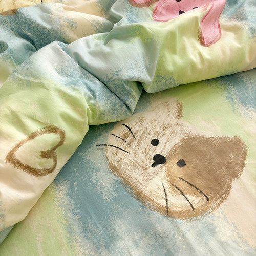 唐朝一只鱼纯棉漫画动物卡通床单