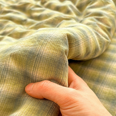 唐朝一只鱼水洗棉云岫兰绿床单