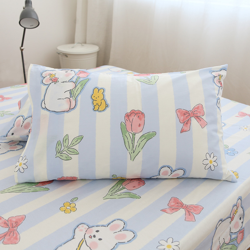 唐朝一只鱼纯棉花小兔卡通枕套