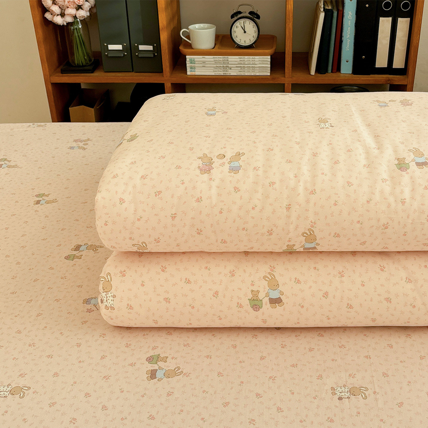 茶花小兔ins风全棉被套单件纯棉宿舍单人被罩180×200×230可定制,床上用品,被套,淘宝优惠券,粉丝福利购,淘宝优惠卷