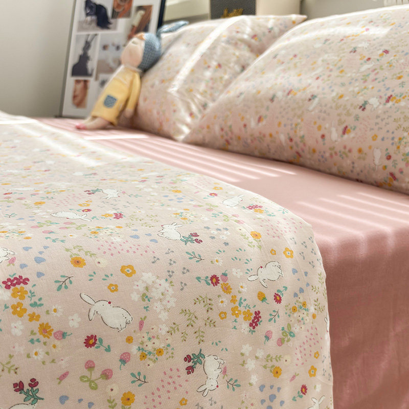 A类全棉有氧双层纱粉粉兔纯棉3四件套床上用品四季款套件2024新款,床上用品,床品套件/四件套/多件套,淘宝优惠券,粉丝福利购,淘宝优惠卷
